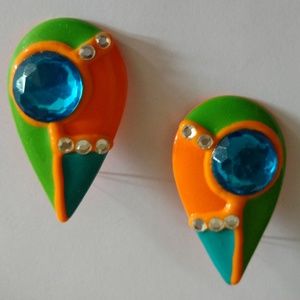 Vintage Color-Block Earrings